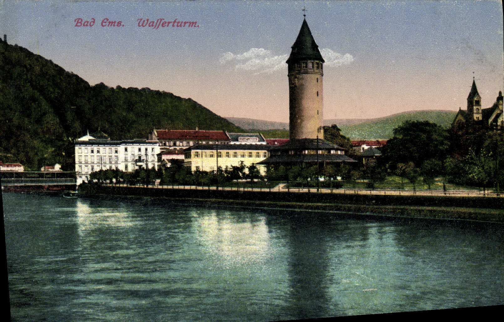 VINTAGE POSTCARD Bad Ems Wafferturm