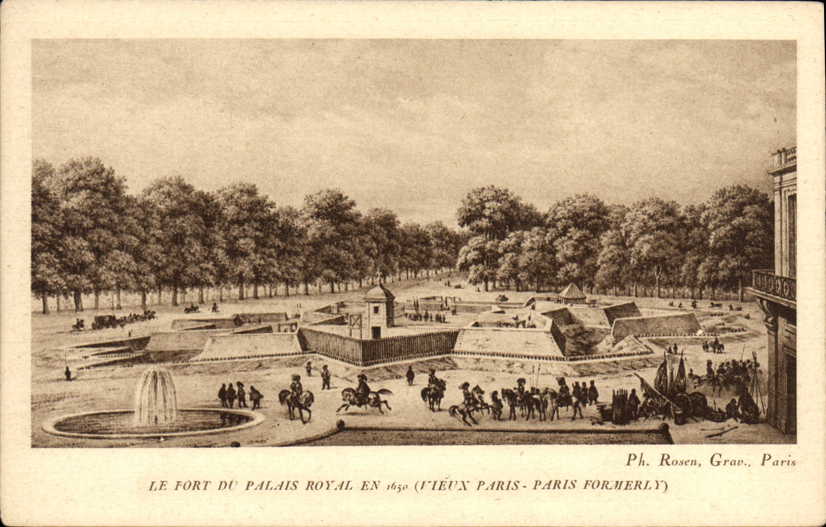 VINTAGE POSTCARD Paris the Fort Of the Palais Royal in 1650