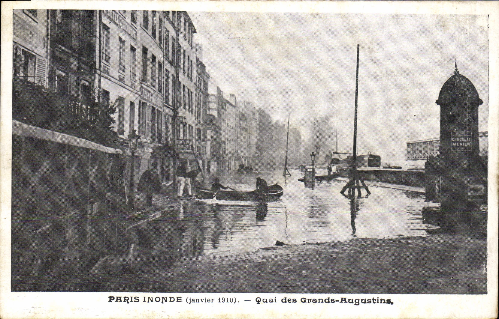 VINTAGE POSTCARD Paris Floods Quay Of Large Augustins