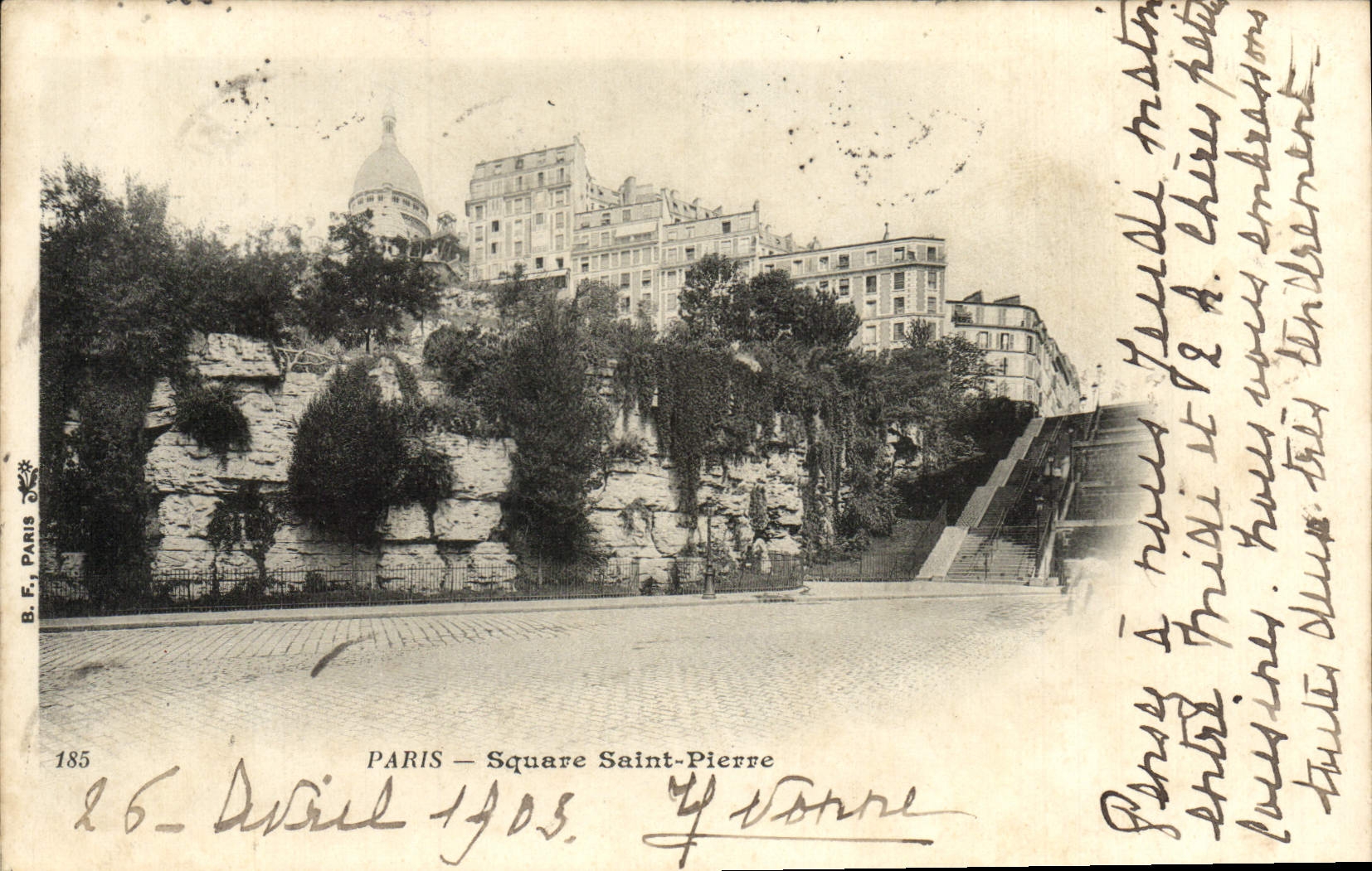 VINTAGE POSTCARD Paris Square Saint Pierre Crowns Montmartre Heart