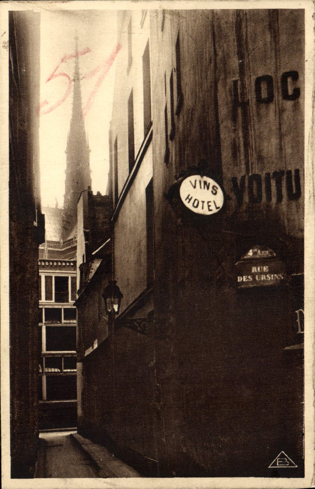 VINTAGE POSTCARD Paris street of Ursins