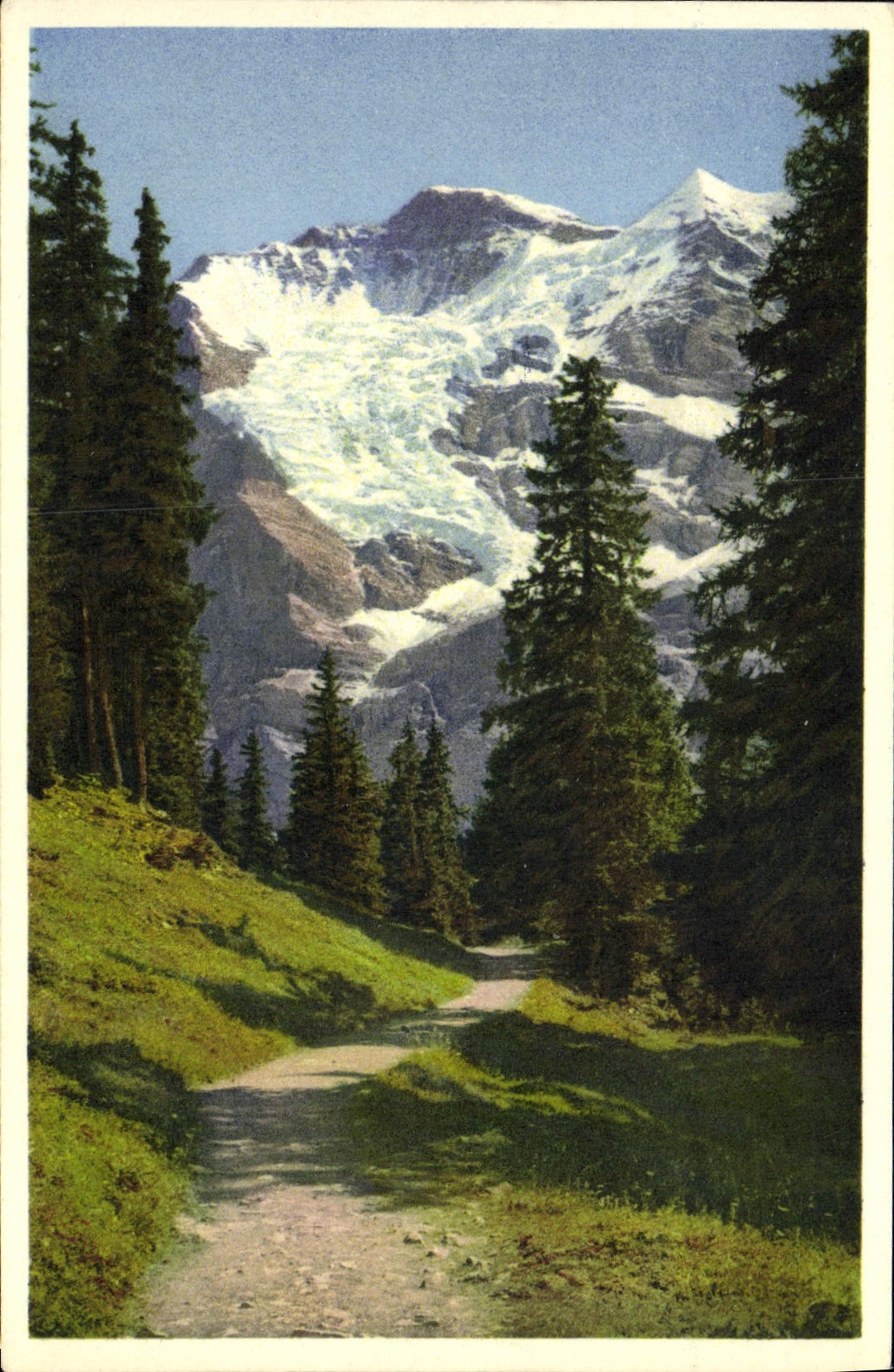 VINTAGE POSTCARD Gebirgslandscheff MIT Jungfrau und Silberhorn