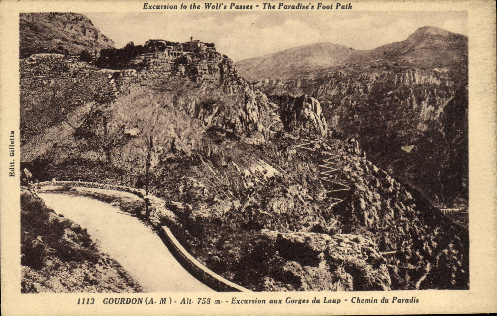 VINTAGE POSTCARD Gourdon Excuraion at the Falls of the Wolf Way of the paradise