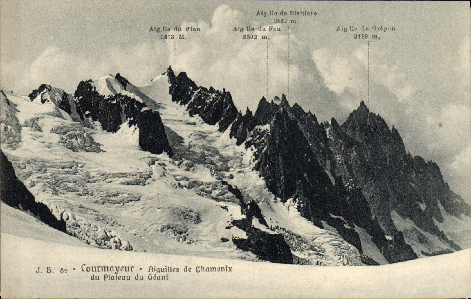 VINTAGE POSTCARD Courmayeur Needles De Chamonix Of the Plate Of the Giant