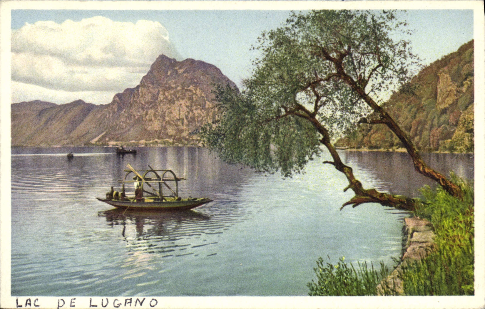 VINTAGE POSTCARD Lugano Lake