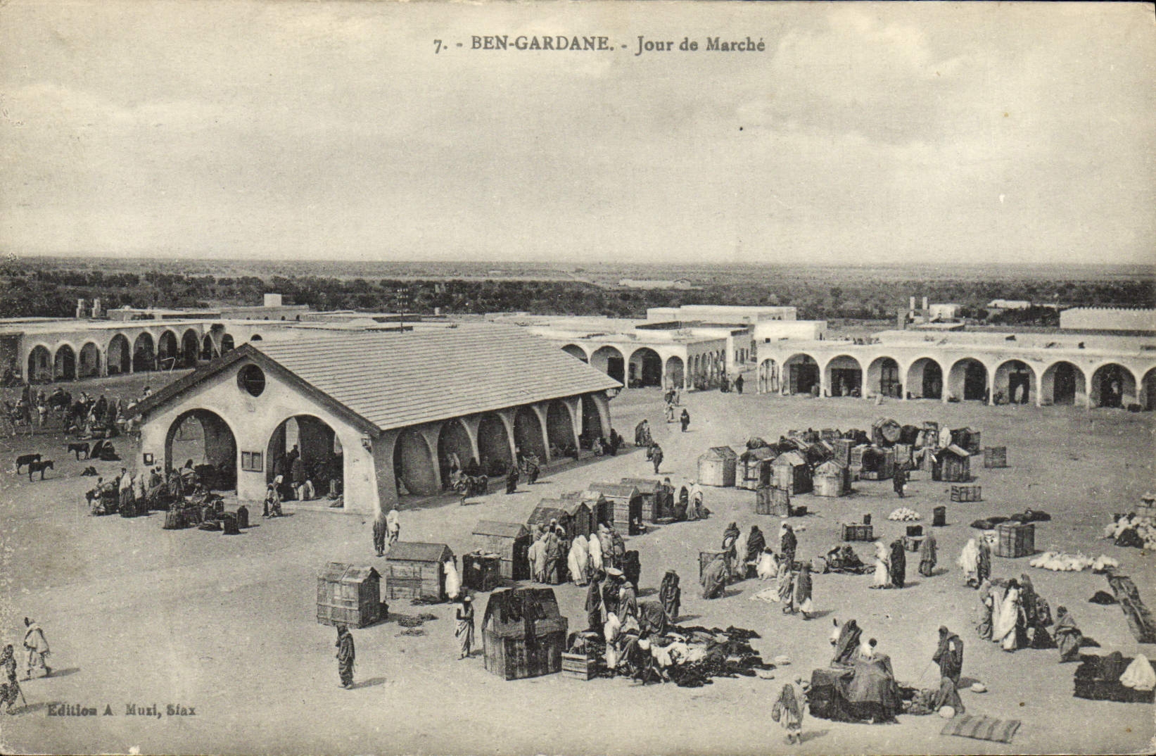 Día de Ben Gardane de la POSTAL de la VENDIMIA de mercado