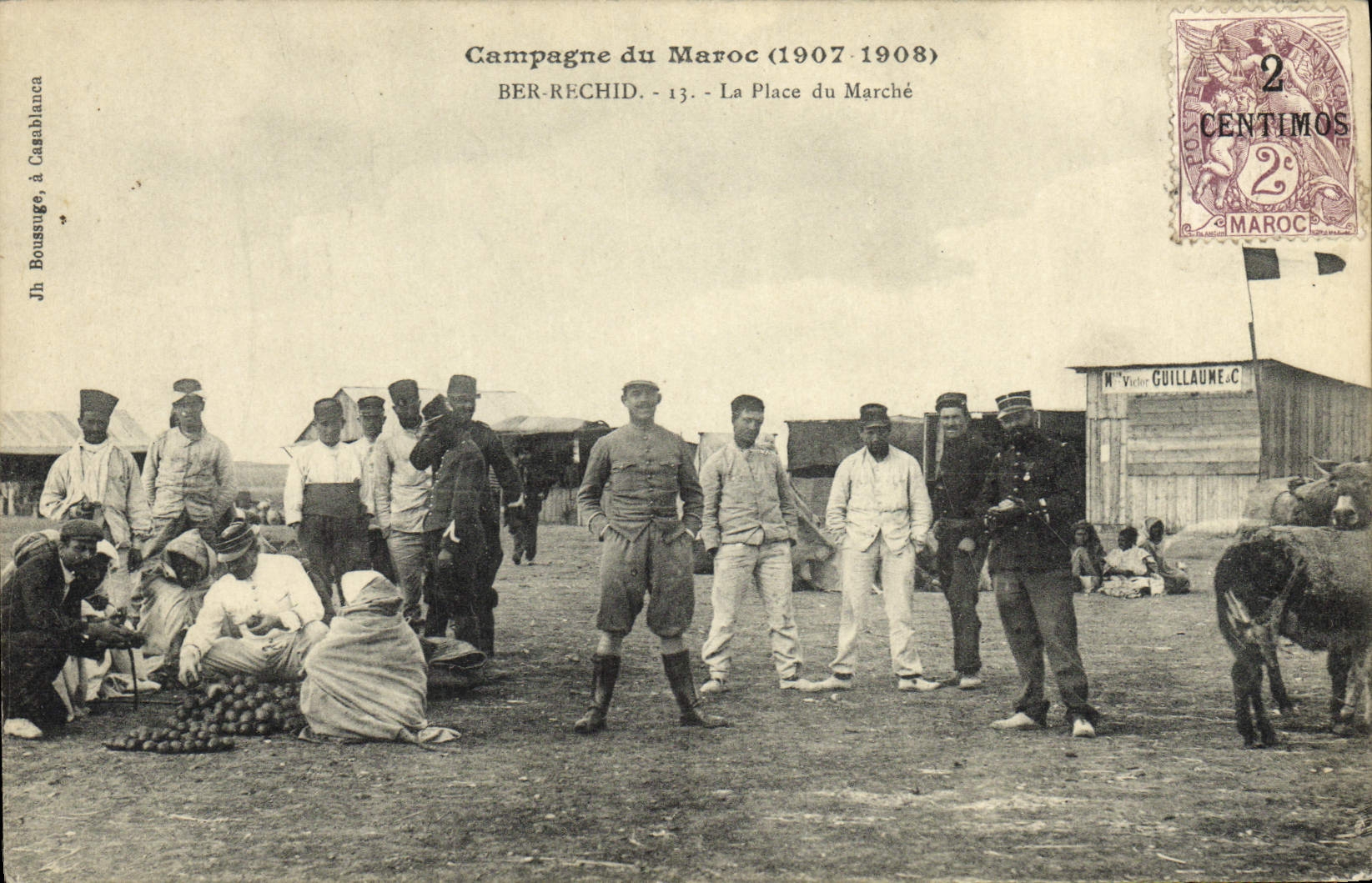 CPA Campagne du Maroc Ber Rechid La place du Marche Militaria 