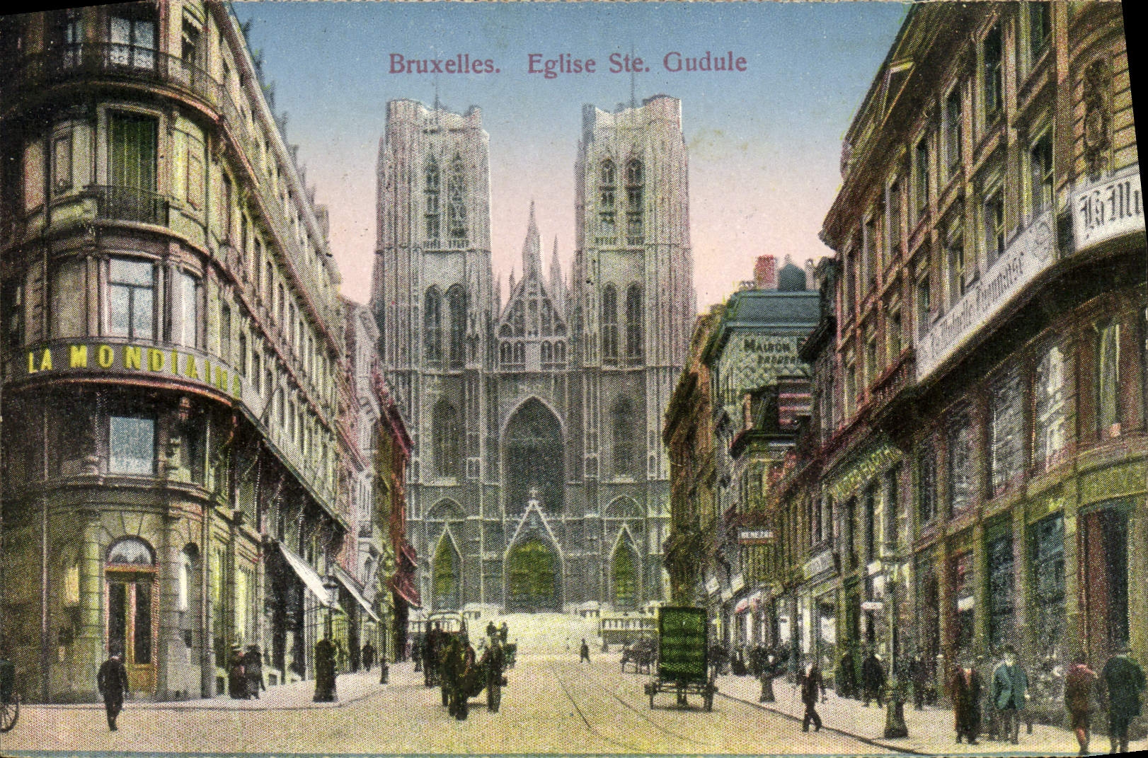 VINTAGE POSTCARD Brussels Church co. Gudule the World one