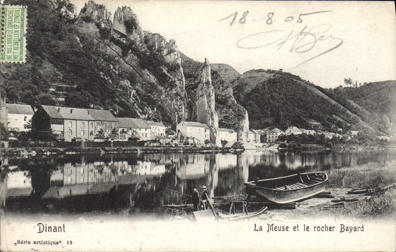 CPA Dinant La Meuse et le rocher Bayard Peche Pecheur
