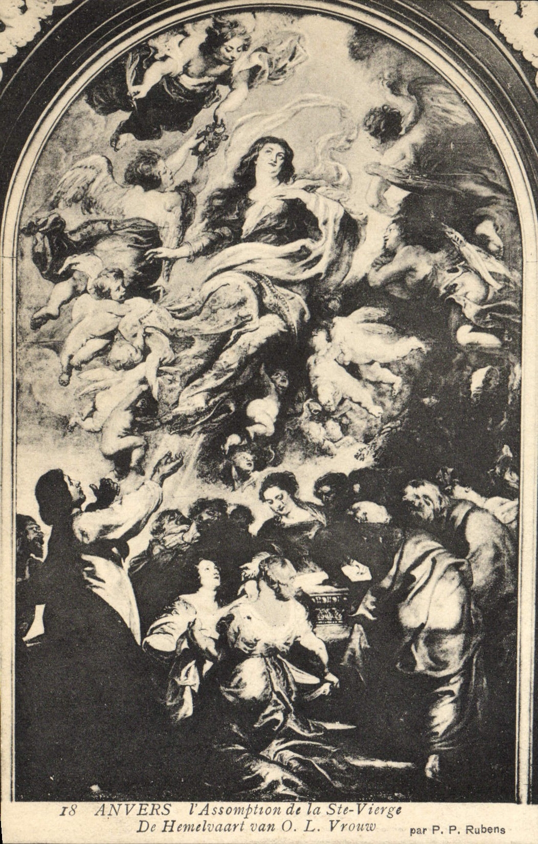 POSTAL Amberes I Assomption de la VENDIMIA Virgin Co. de Hemelvaart van O L Vrouw Rubens