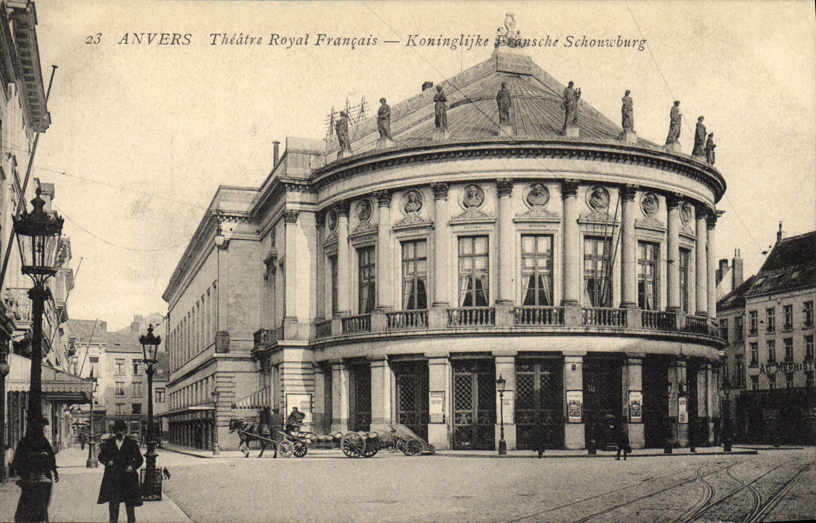 Teatro real francés de Amberes de la POSTAL de la VENDIMIA