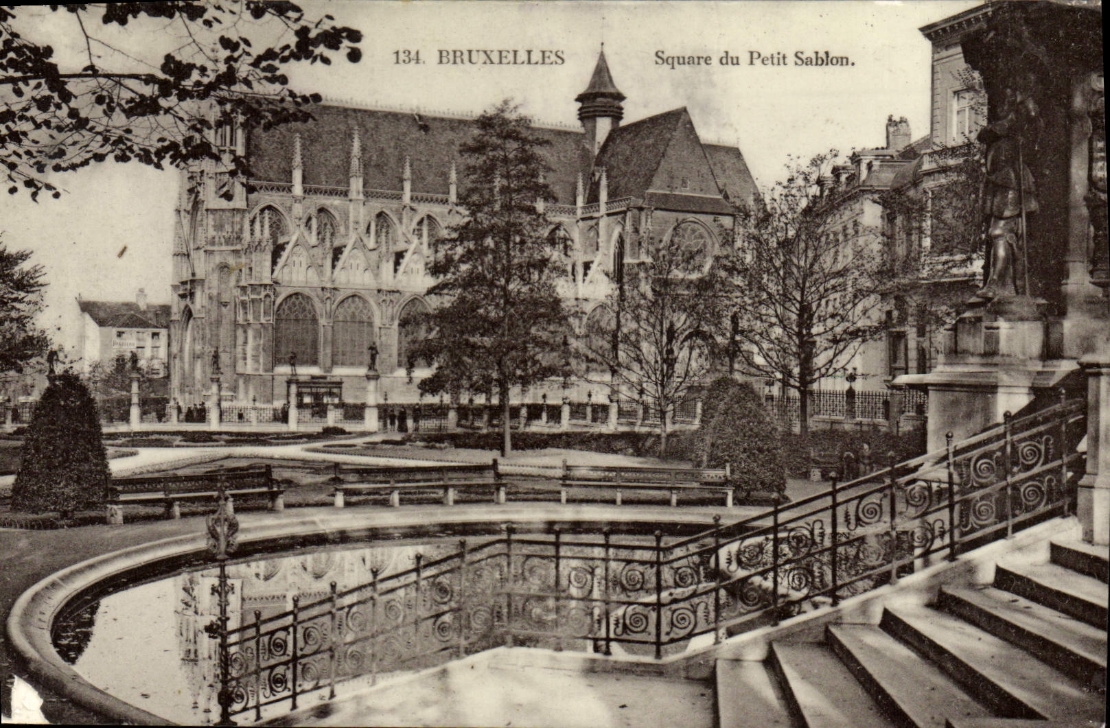 Jardín público de Bruselas de la POSTAL de la VENDIMIA de la pequeña arena fina