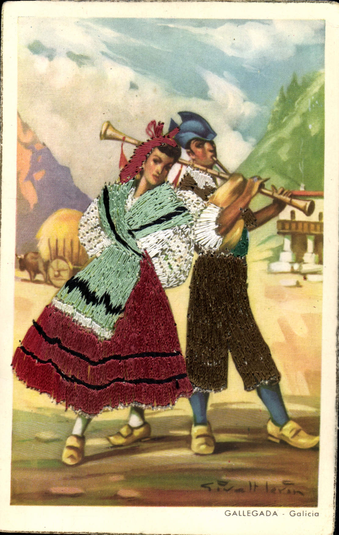 CPA Gallegada Golicio Folklore Espagne