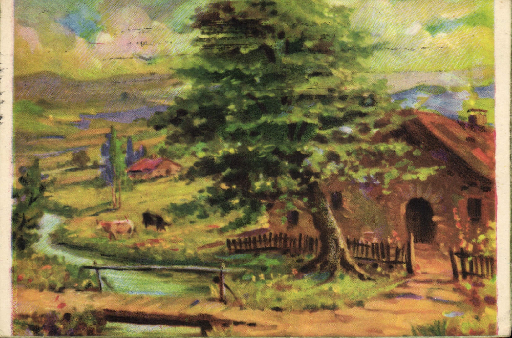 CPA Maison au bord de l'eau Vache