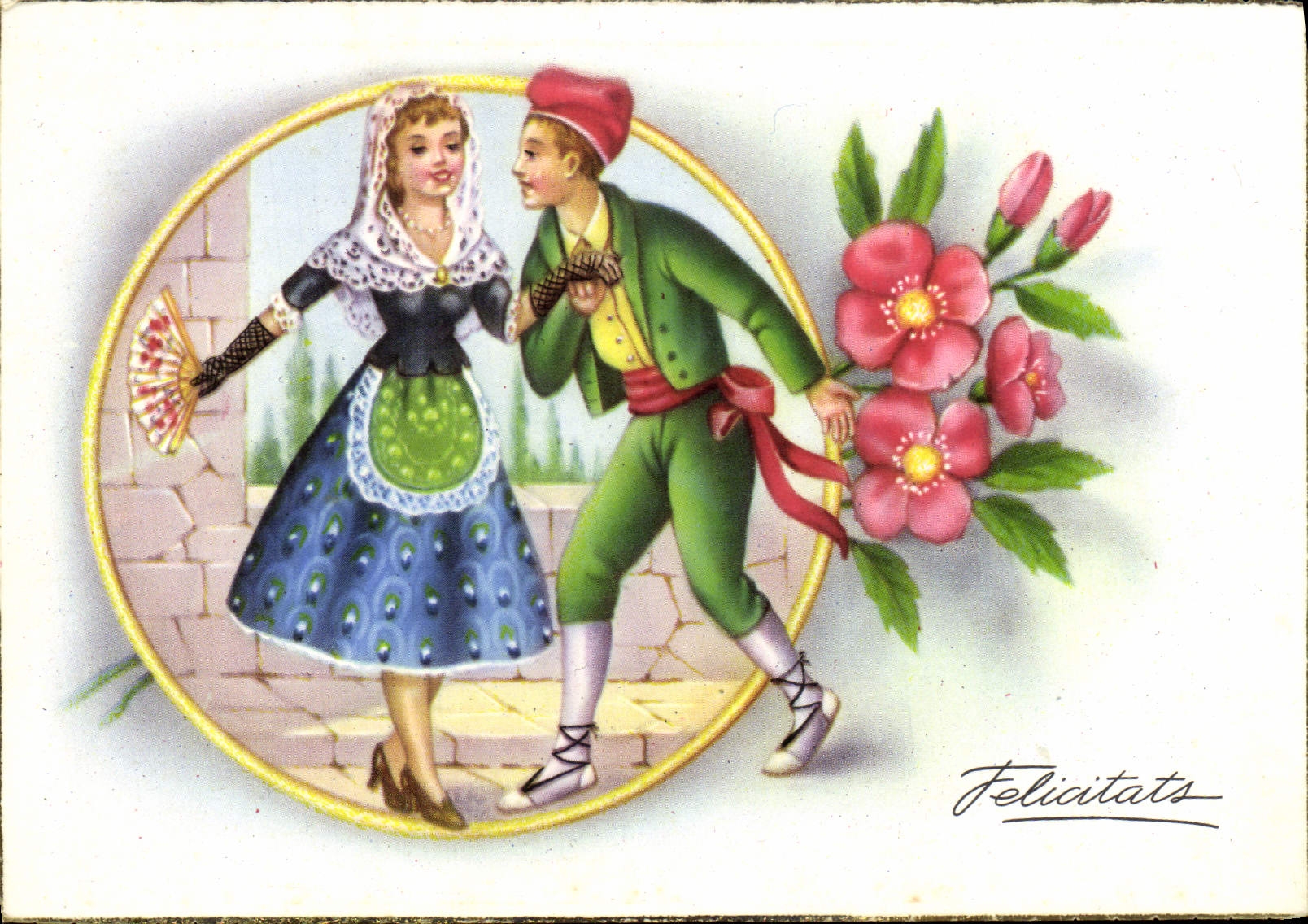 CPA Felicitats Folklore
