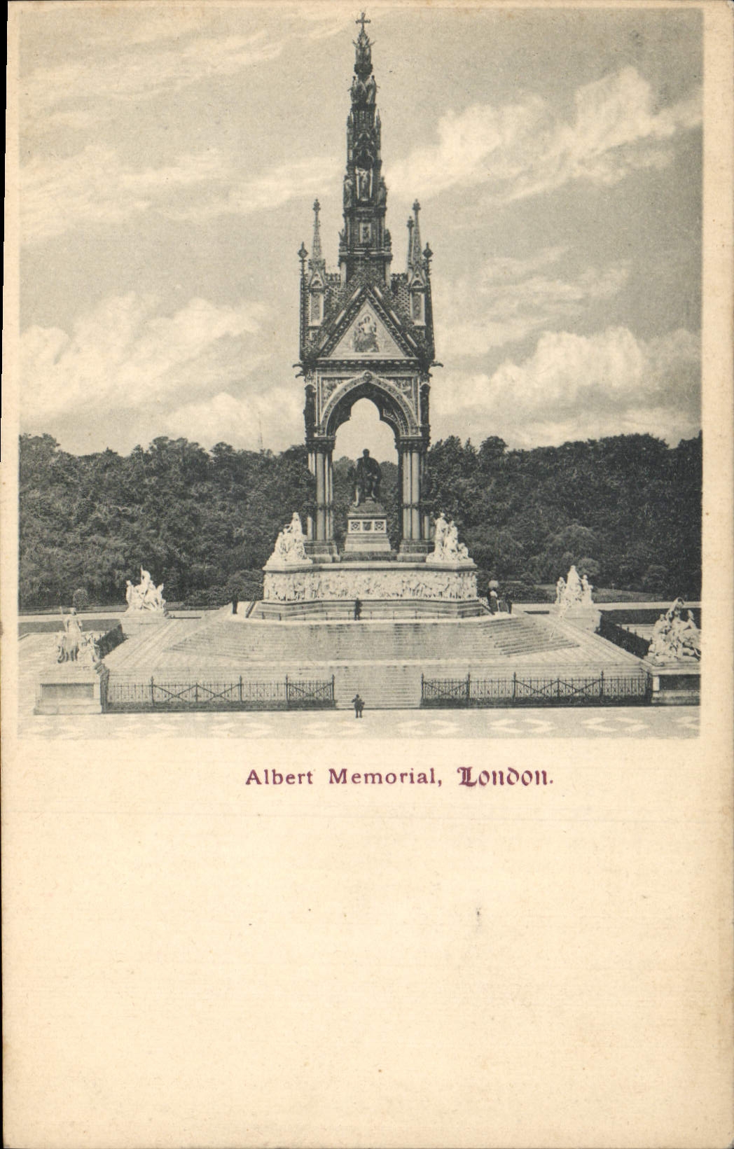 Monumento de Londres Albert de la POSTAL de la VENDIMIA