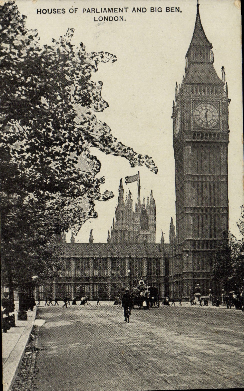 La POSTAL Londres de la VENDIMIA contiene del parlamento y de Ben grande