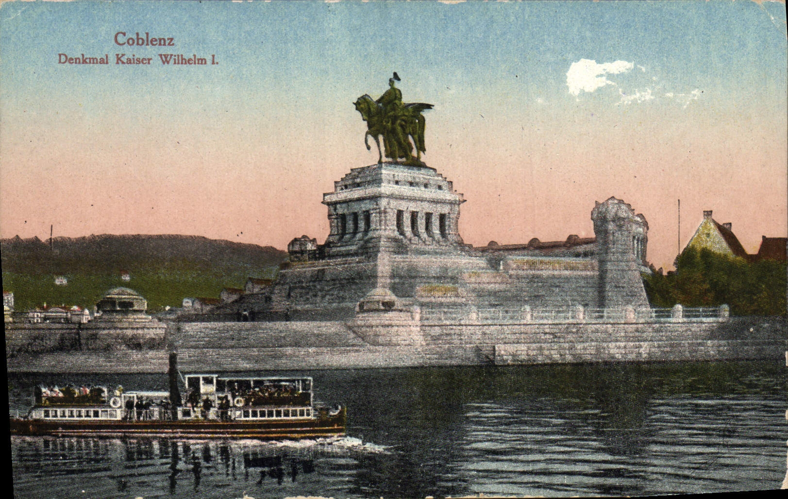 CPA Coblenz Denkmal kaiser Wilhelm I Bateau 