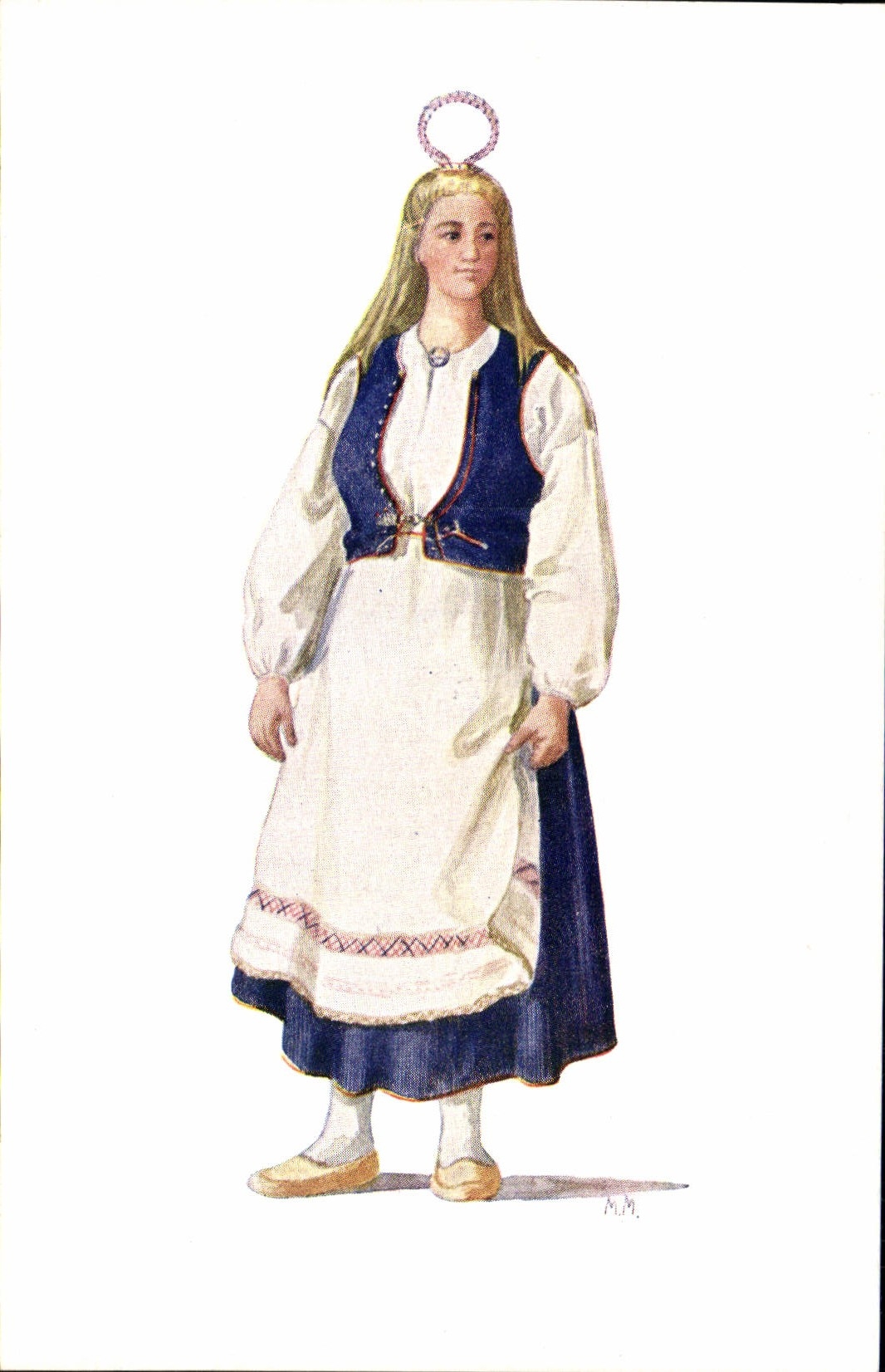 VINTAGE POSTCARD Tytto sykerot paassa Kaukola Finland Folklore