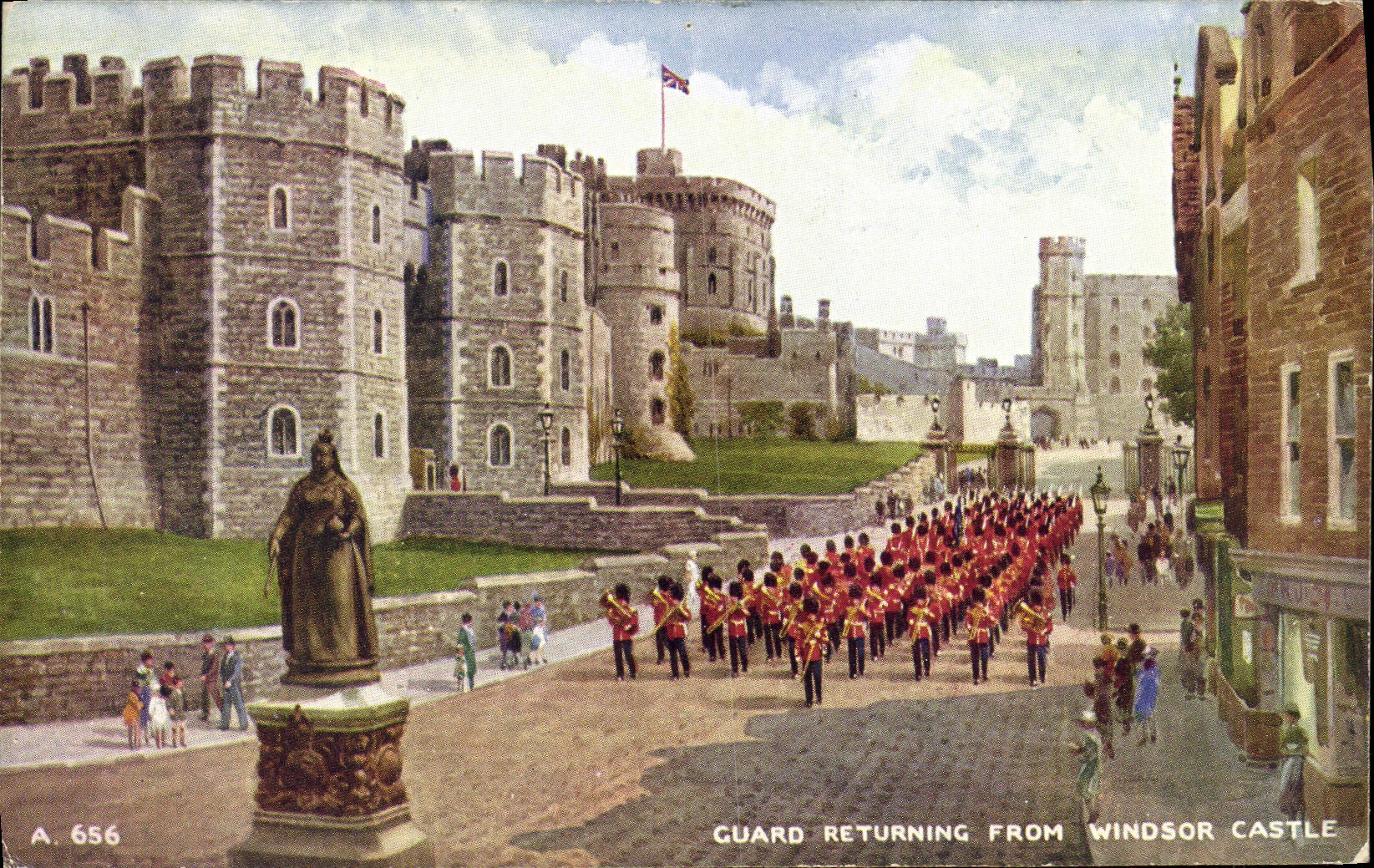 Protector de la POSTAL de la VENDIMIA que vuelve del castillo Londres de Windsor
