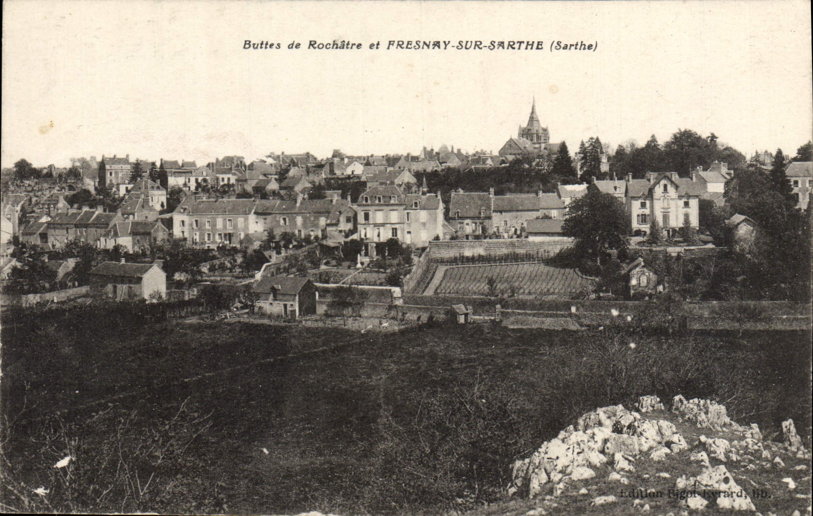 VINTAGE POSTCARD Hillocks of Rochatre and Fresnay on the Sarthe