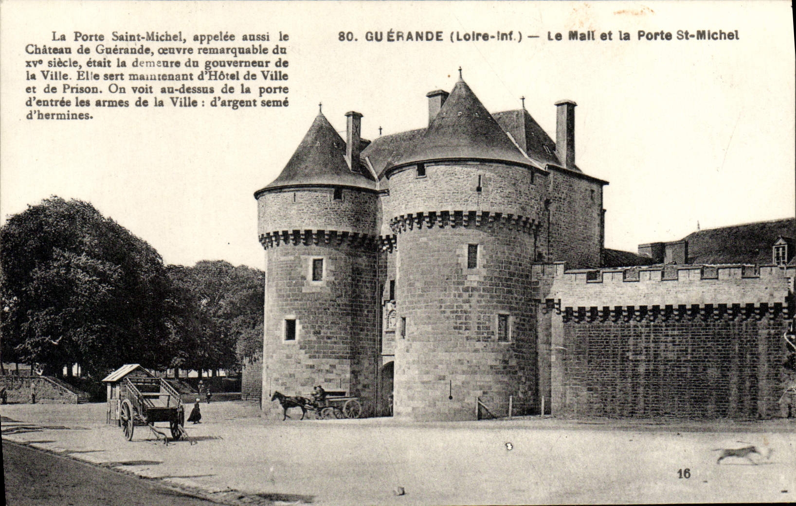 VINTAGE POSTCARD Guerande the Email and the Gate St Michel
