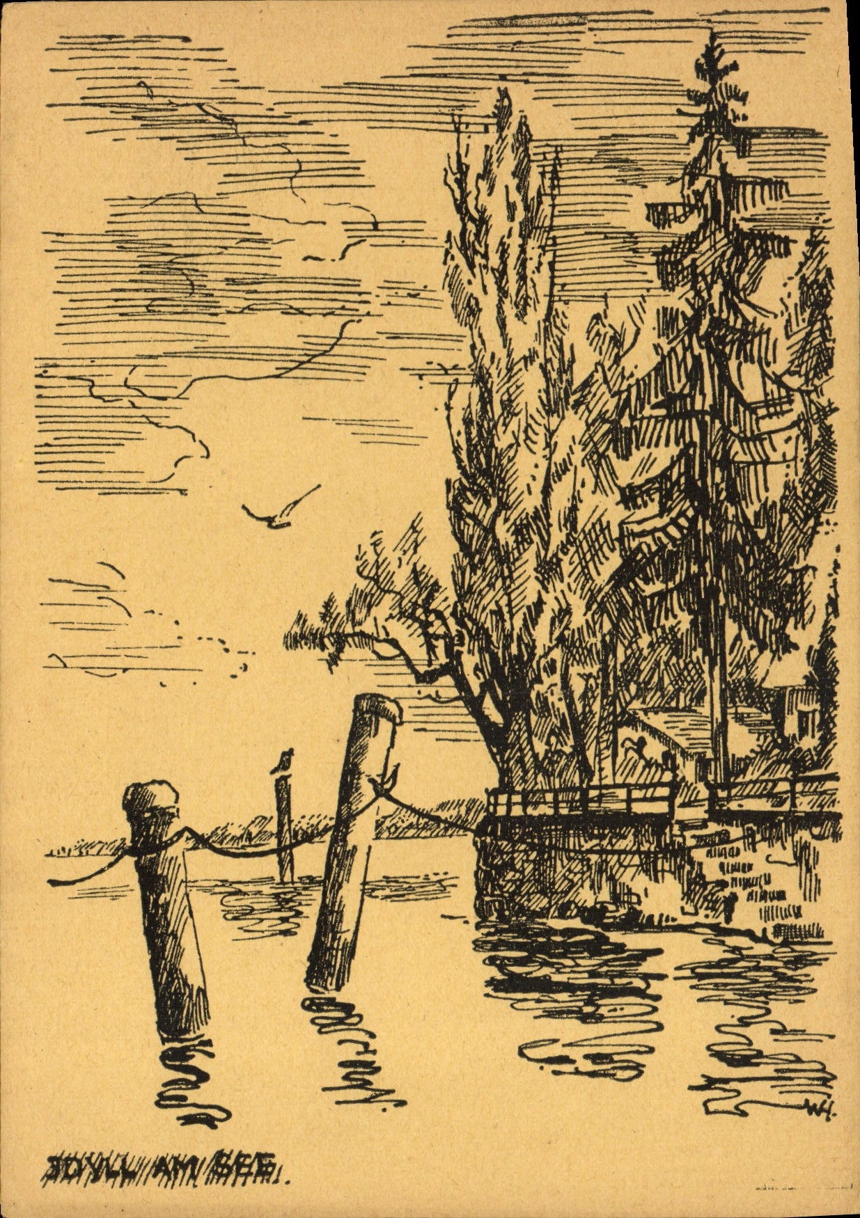 VINTAGE POSTCARD Idyll amndt See