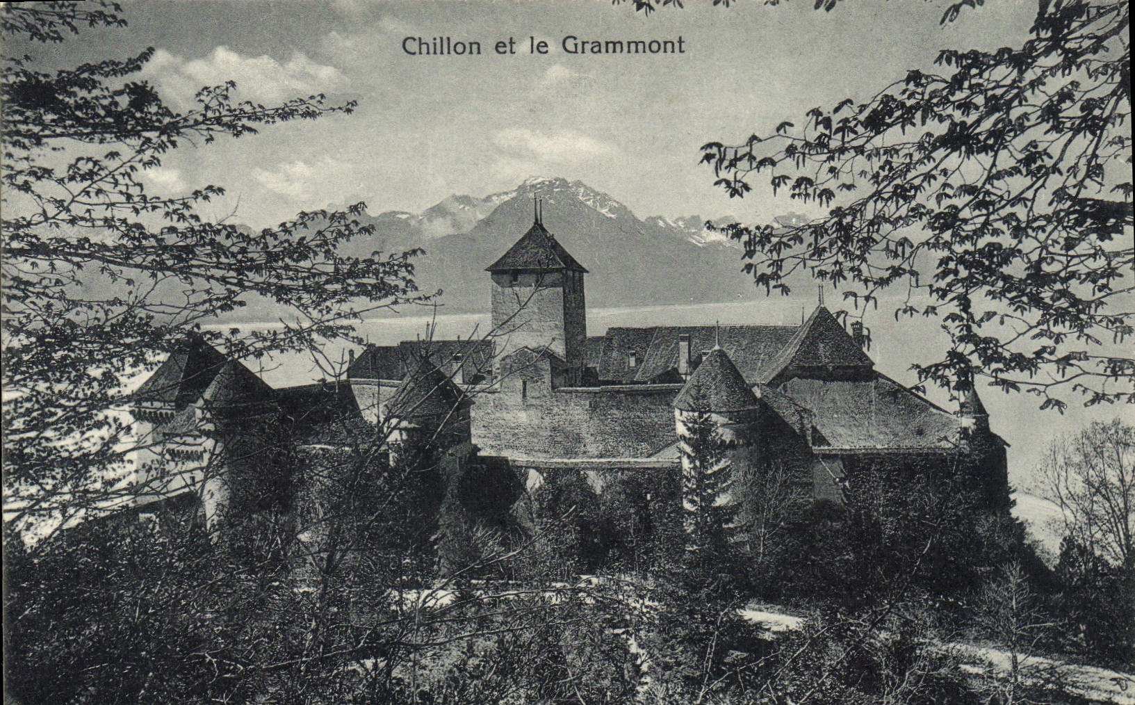 VINTAGE POSTCARD Chillon and Grammont