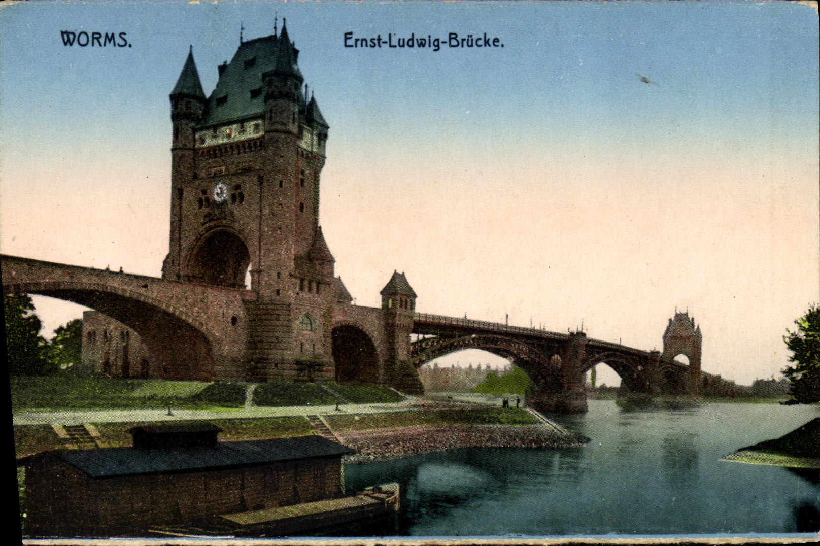 VINTAGE POSTCARD Worms Ernst Ludwig Brucke
