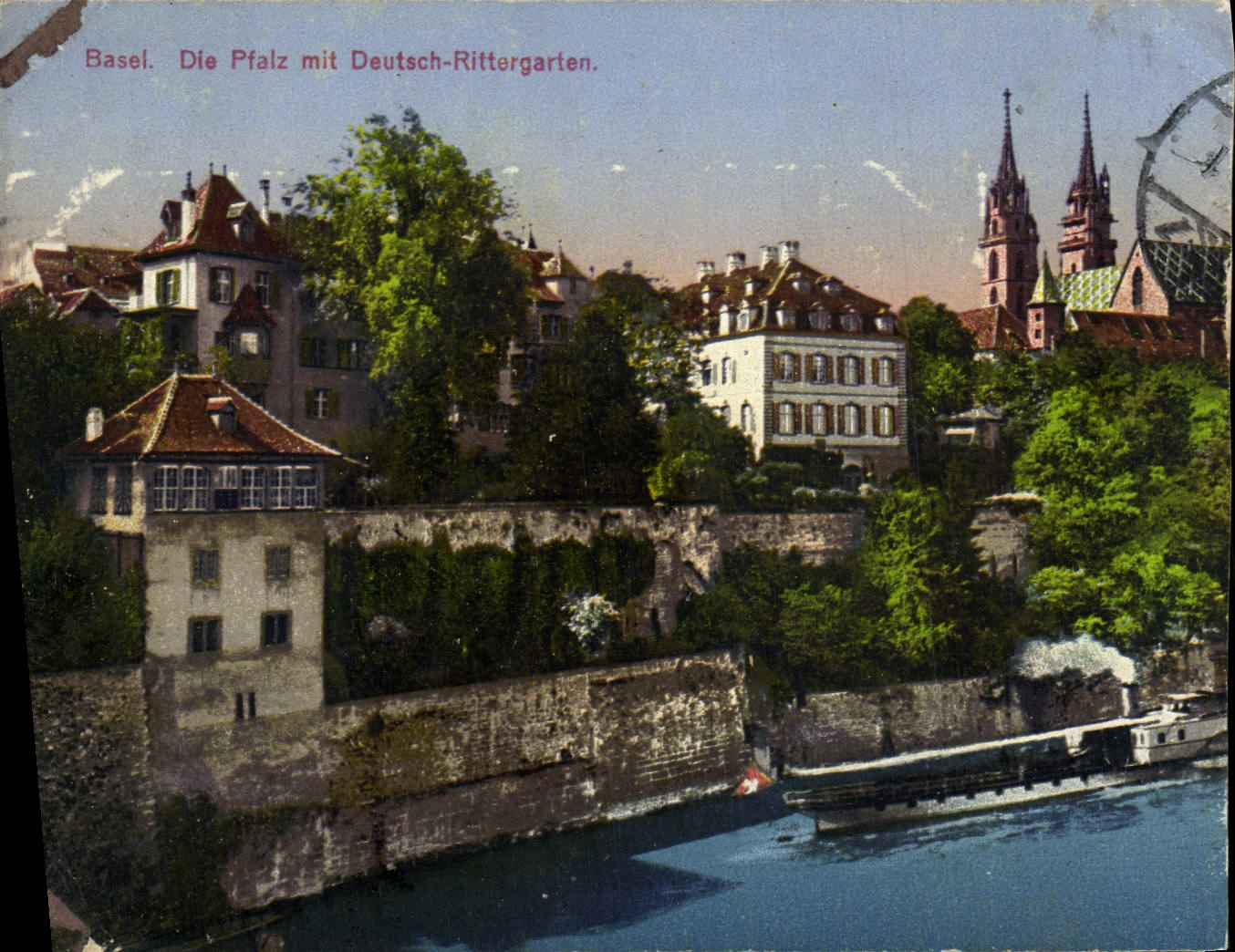 VINTAGE POSTCARD Basel Die Pfalz MIT Deutsch Rittergarten