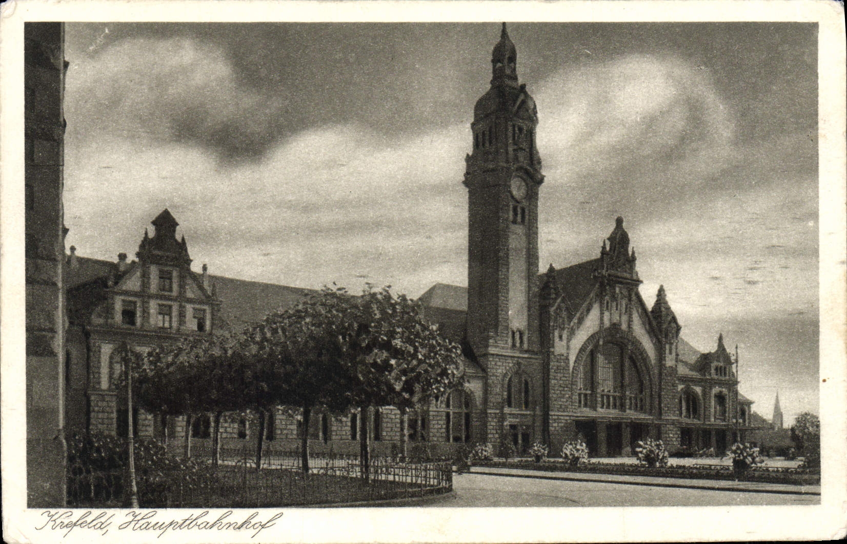 VINTAGE POSTCARD Krefeld Hauptbahnof