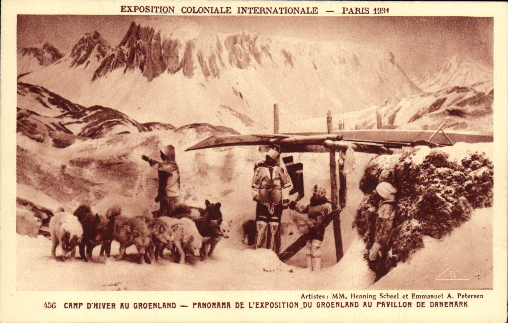 CPA Paris Exposition Coloniale Internationale 1931 camp d'hiver au Groenland Panorama de l'exposition Danemark Chiens