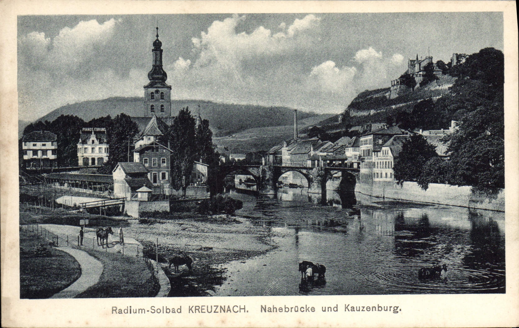CPA Kreuznach Nahebrucke Und Kauzenburg Chevaux