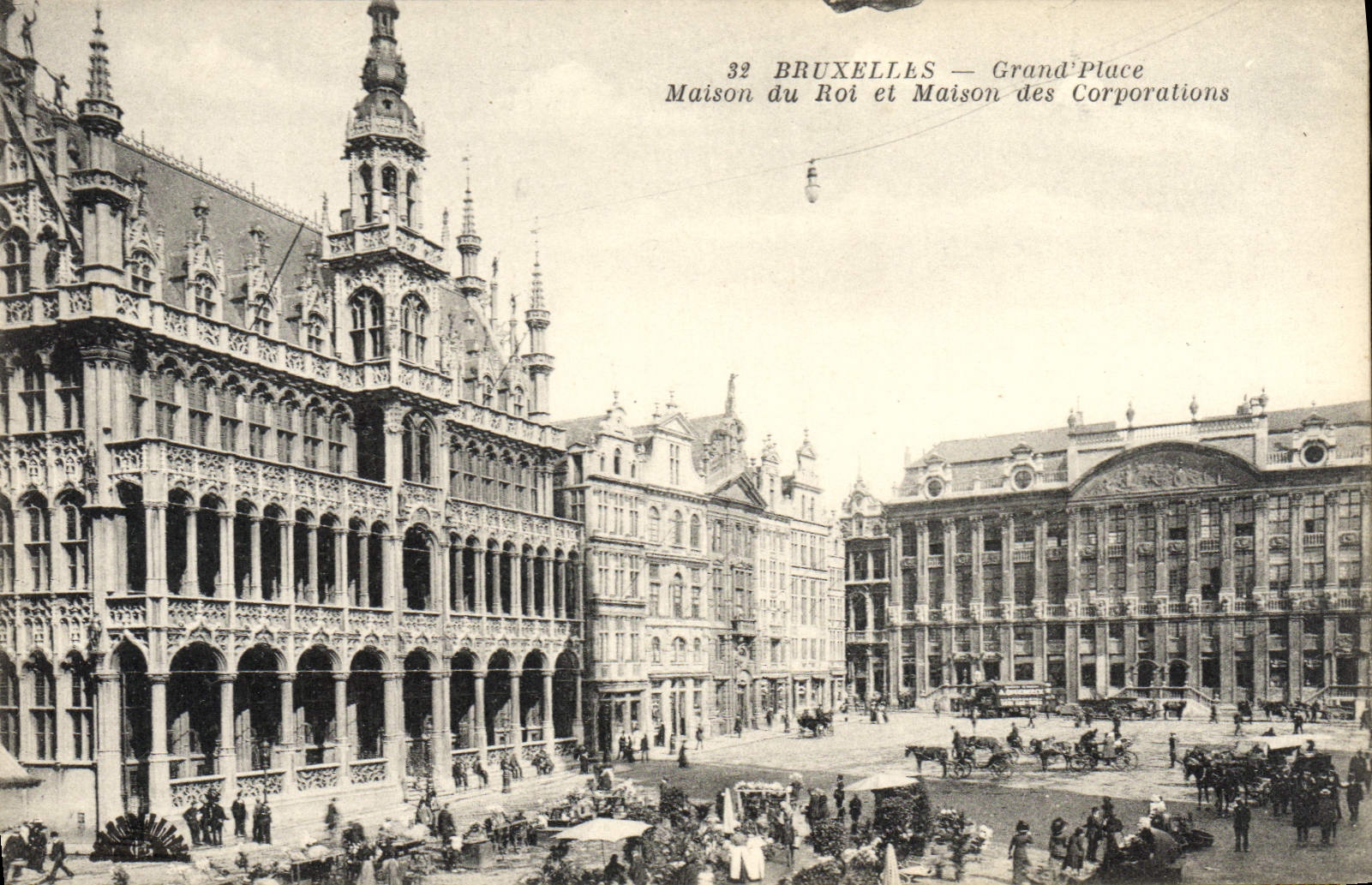La POSTAL Bruselas de la VENDIMIA la grande coloca la casa del rey y la casa de las corporaciones va