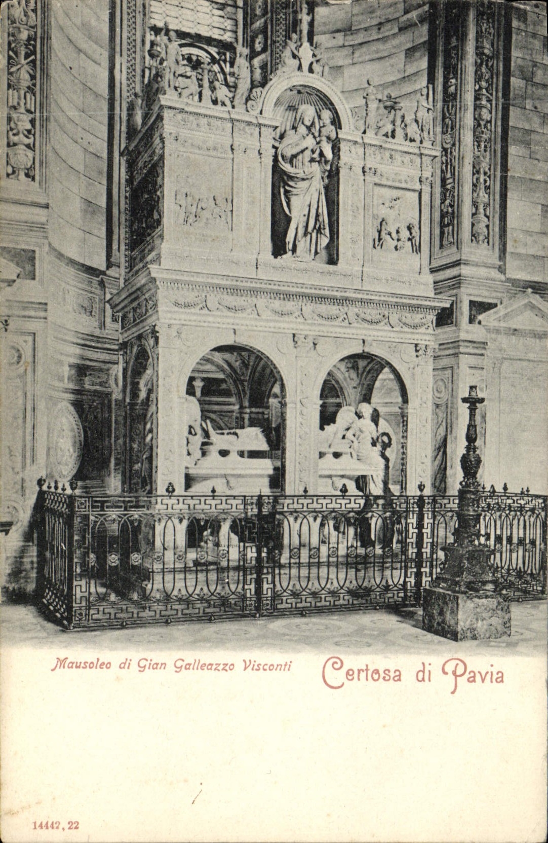 VINTAGE POSTCARD Certosa di Pavia Mausoleo di Gian Galleazzo Visconti