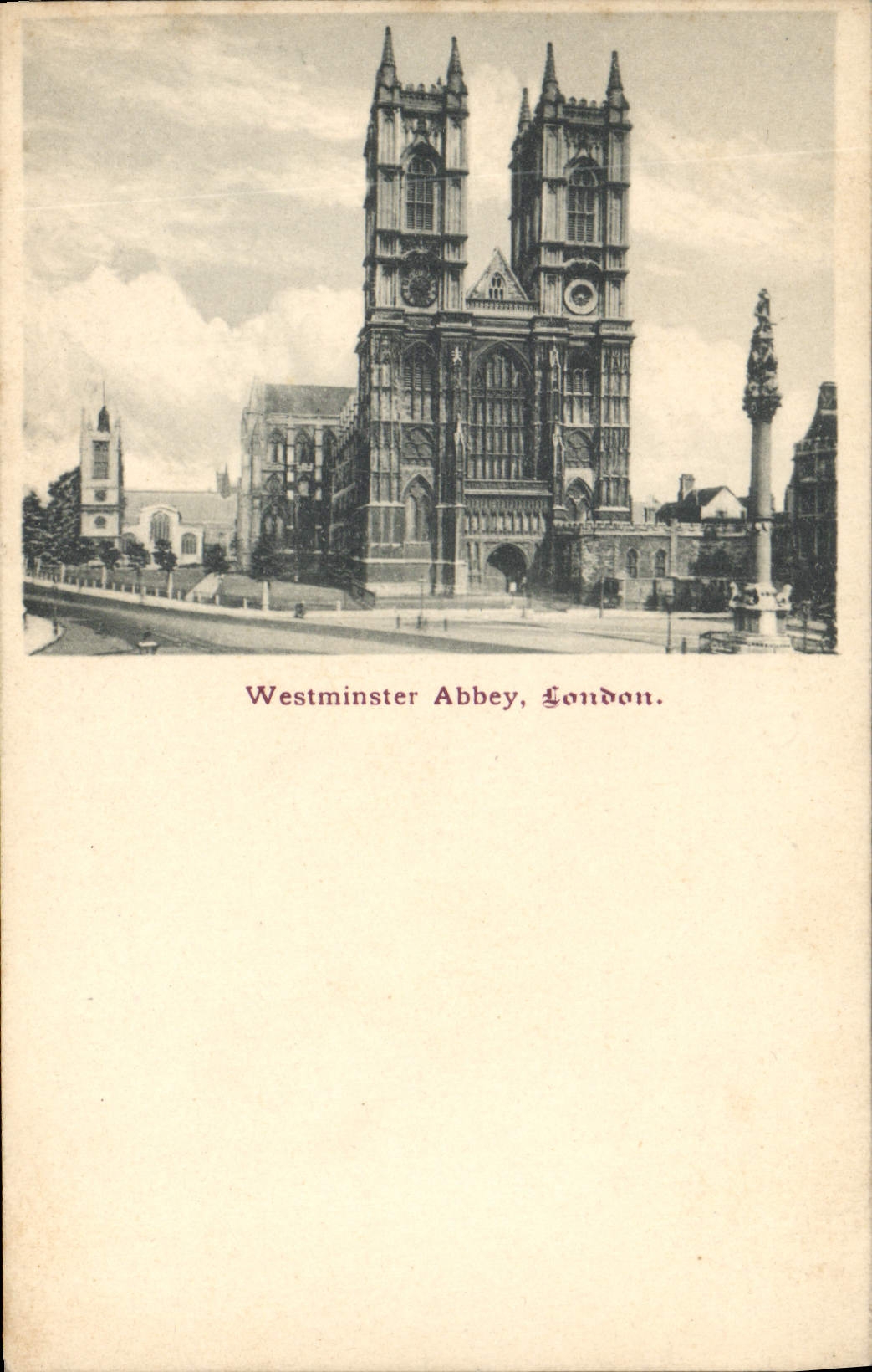 Abadía Londres de Westiminster de la POSTAL de la VENDIMIA