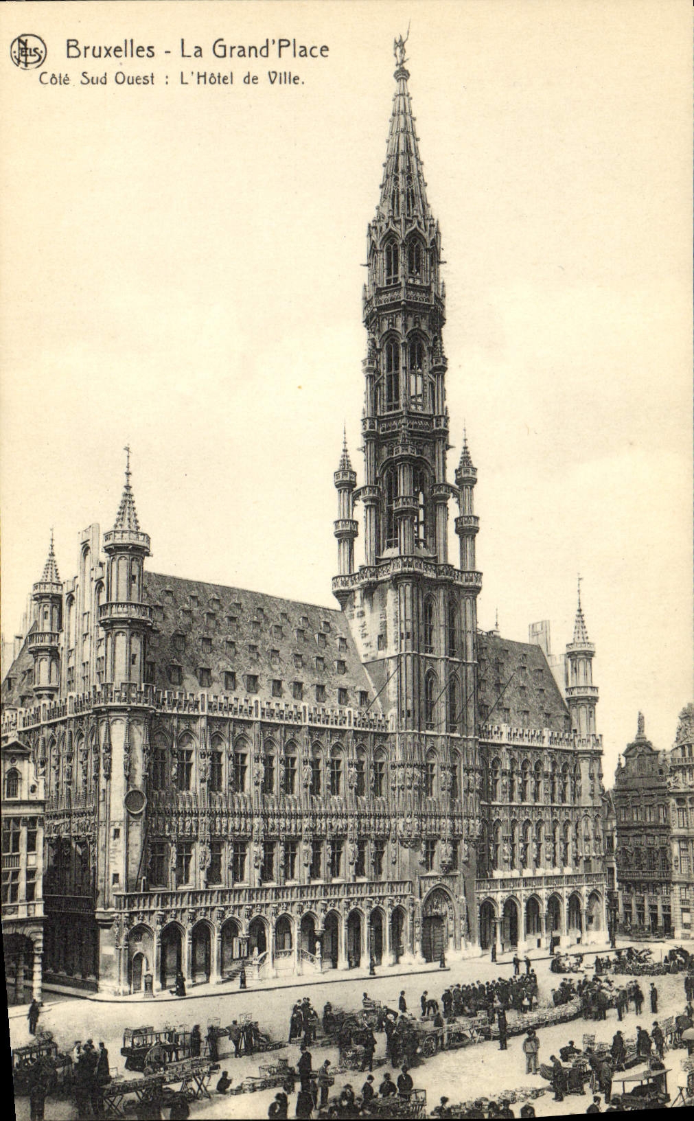 La POSTAL Bruselas de la VENDIMIA la grande pone la parte meridional occidental el ayuntamiento