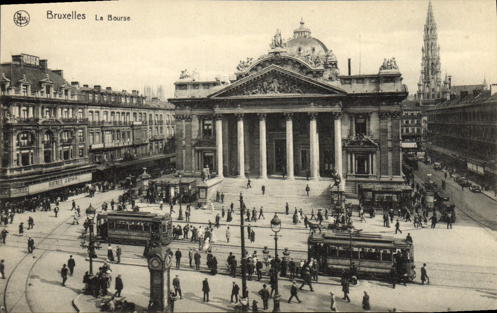 CPA Bruxelles La Bourse Tramway