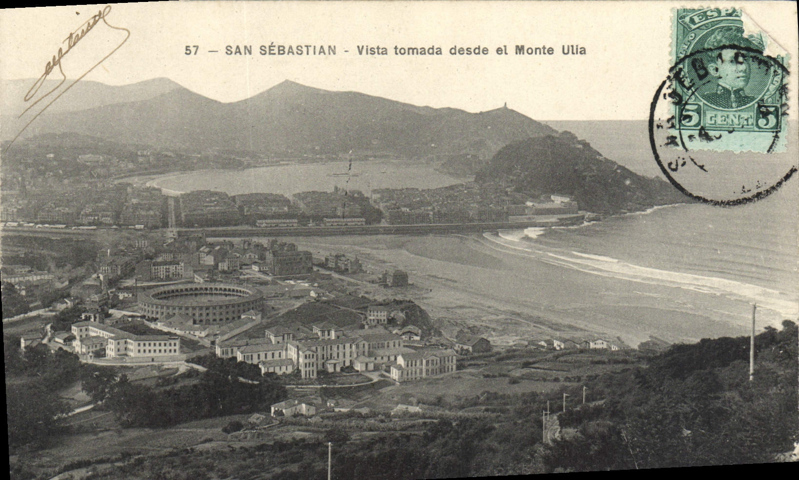 VINTAGE POSTCARD San Sebastian Vista Tomada Desde el Monte Ulia
