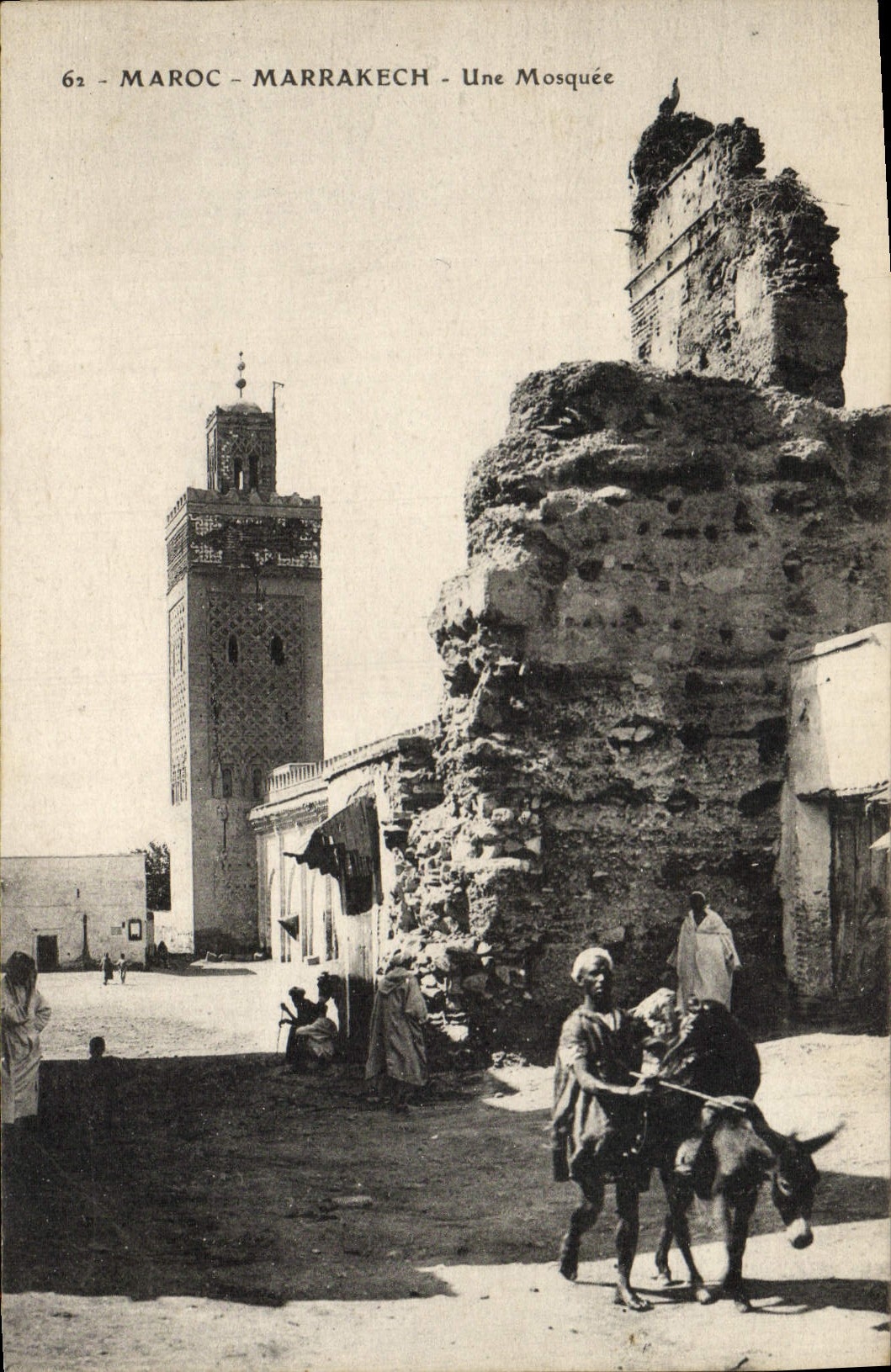 CPA Maroc Marrakech Une Mosquee Ane Mule