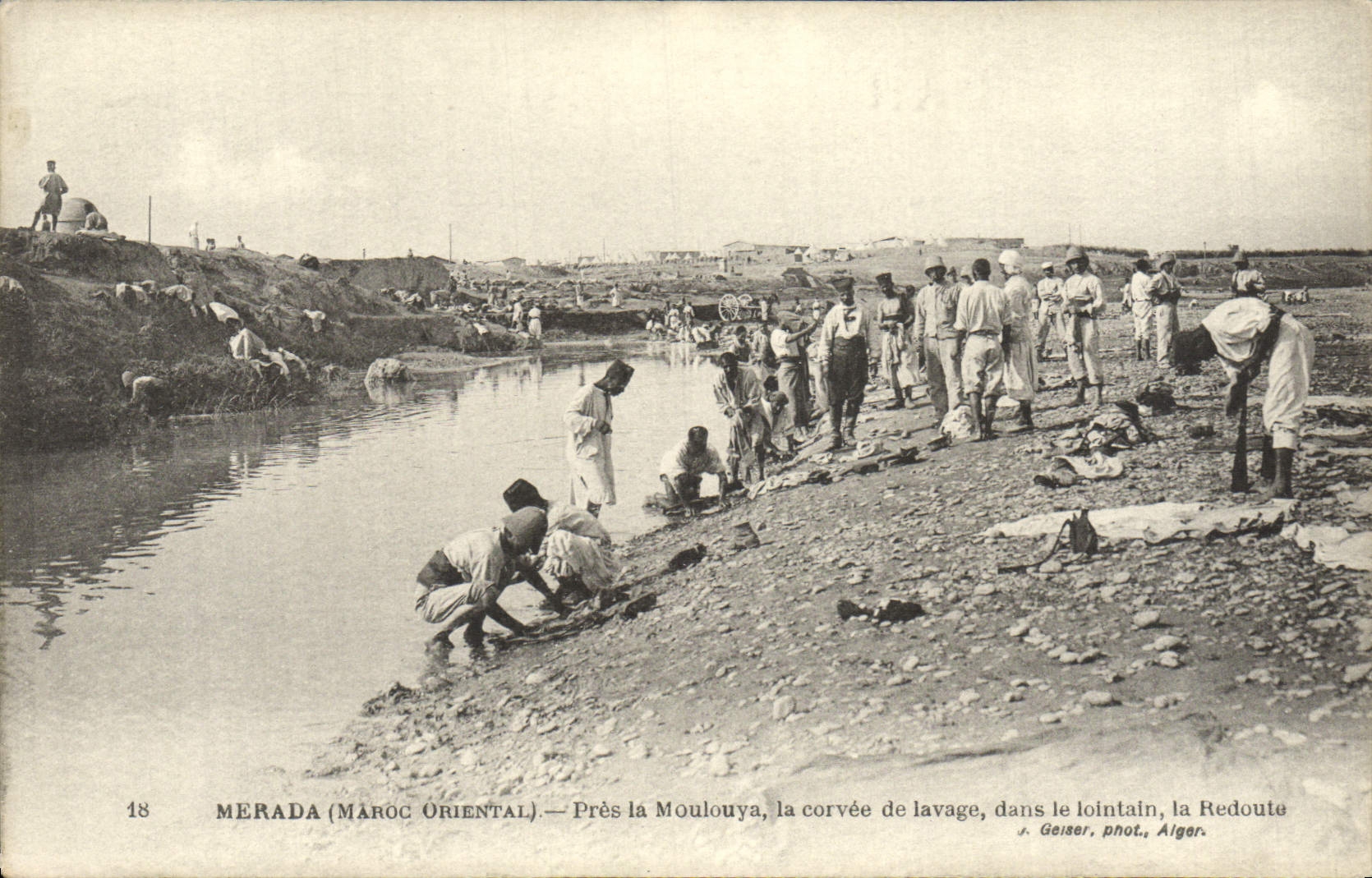 VINTAGE POSTCARD Merada Close Moulouya the Drudgery Of Washing In the Distance Redoute