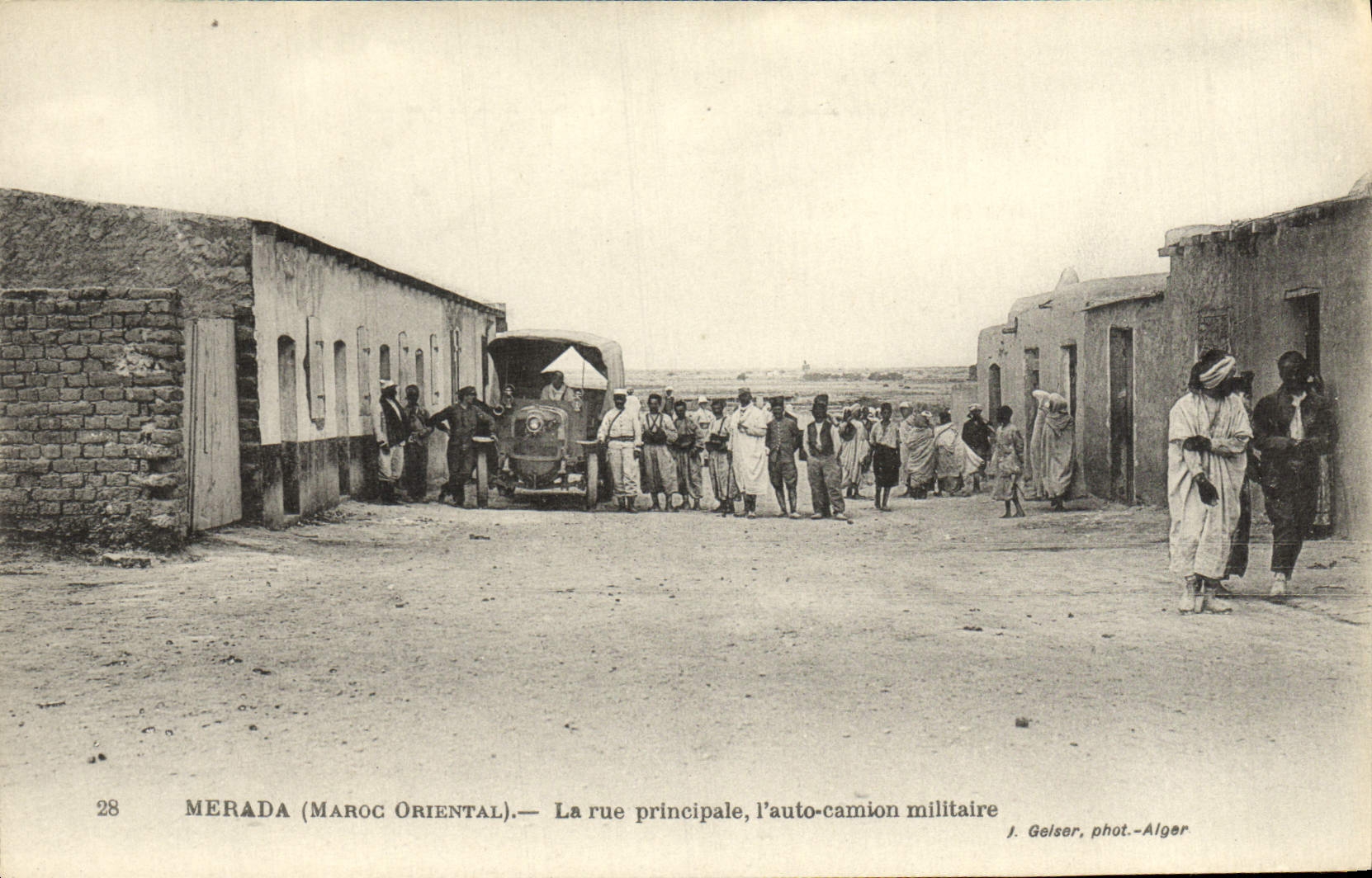 VINTAGE POSTCARD Merada the Main street the Car Militaria Military truck