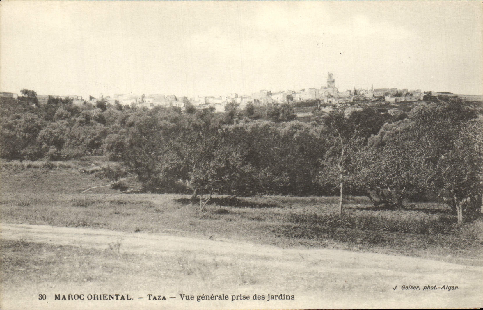 Opinión del este de Marruecos Taza de la POSTAL de la VENDIMIA tomada de los jardines