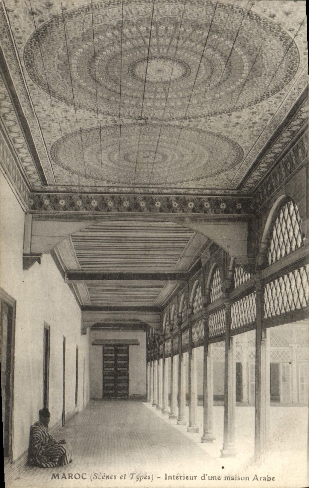 POSTAL Marruecos interior de la VENDIMIA de una casa árabe