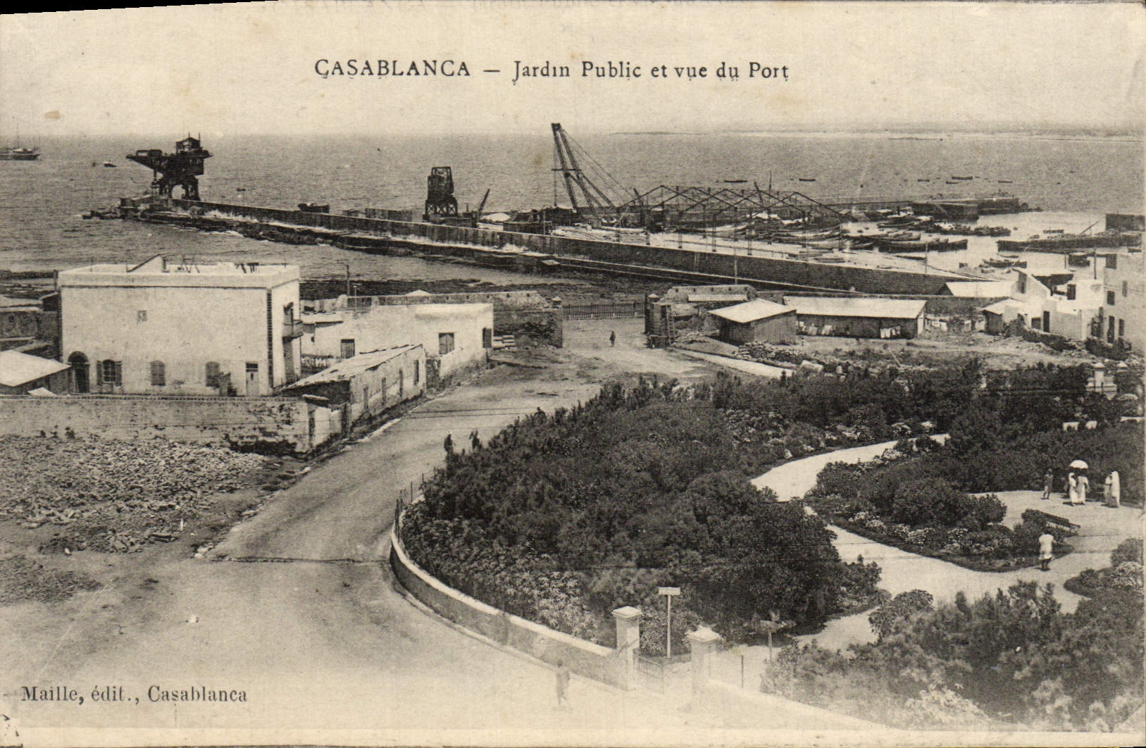 CPA Casablanca Jardin Public Et Vue Du Port