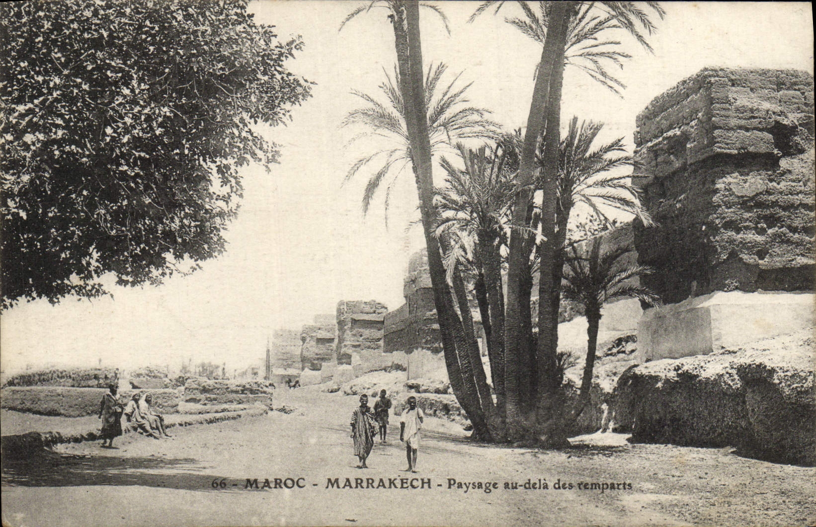 VINTAGE POSTCARD Morocco Marrakech Landscape With Of the Walls