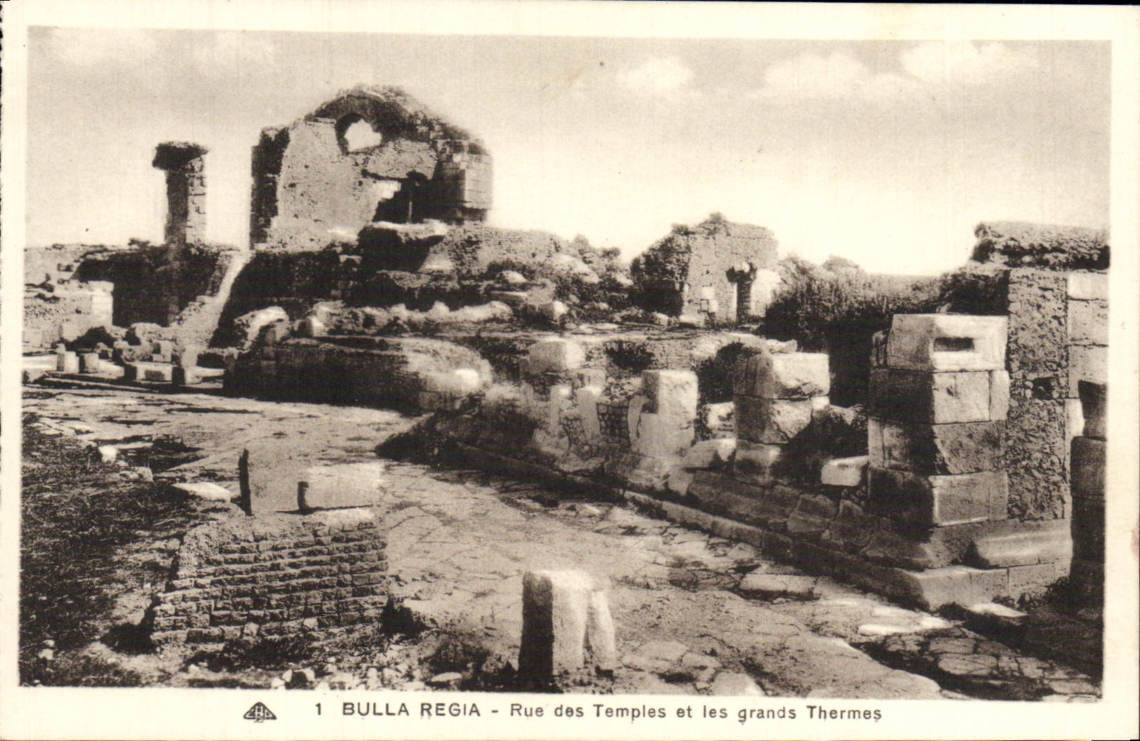 Calle de Regia de la ampolla de la POSTAL de la VENDIMIA de los templos y de los baños termales grandes