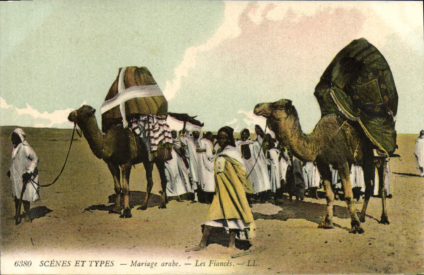 Escenas de la POSTAL de la VENDIMIA y promesa árabe estándar de la unión en la unión ellas Chameaux