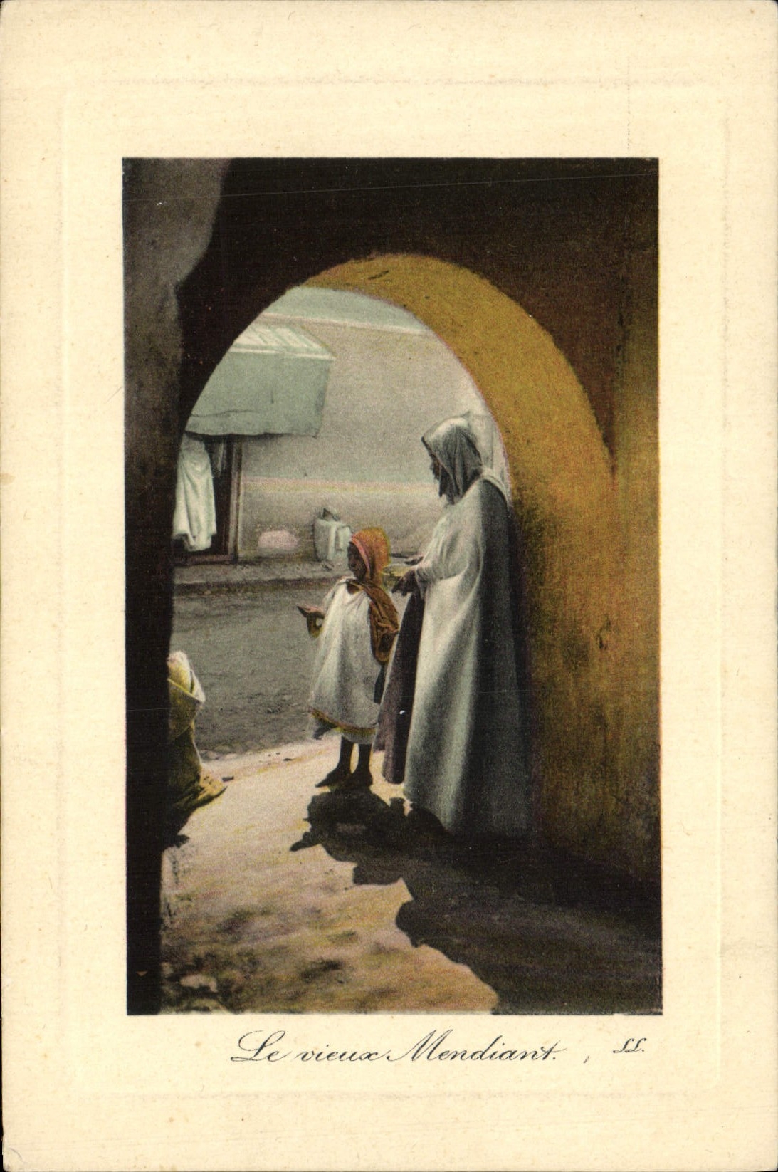 Escenas y tipos de la POSTAL de la VENDIMIA el viejo mendigo