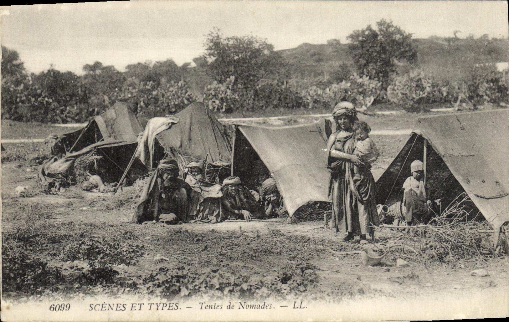 Escenas de la POSTAL de la VENDIMIA y tiendas estándar de nómadas